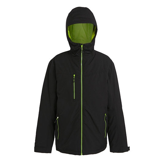 Kurtka Ocieplana z Kapturem Wodoodporna Oddychajaca Stretch RG253 - Black & Lime