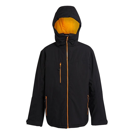 Kurtka Ocieplana z Kapturem Wodoodporna Oddychajaca Stretch RG253 - Black & Orange Pop