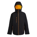 Kurtka Ocieplana z Kapturem Wodoodporna Oddychająca Stretch RG253 - Black & Orange Pop