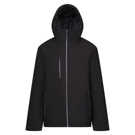 Kurtka Ocieplana z Kapturem Wodoodporna Oddychajaca Stretch RG253 - Black & Seal Grey