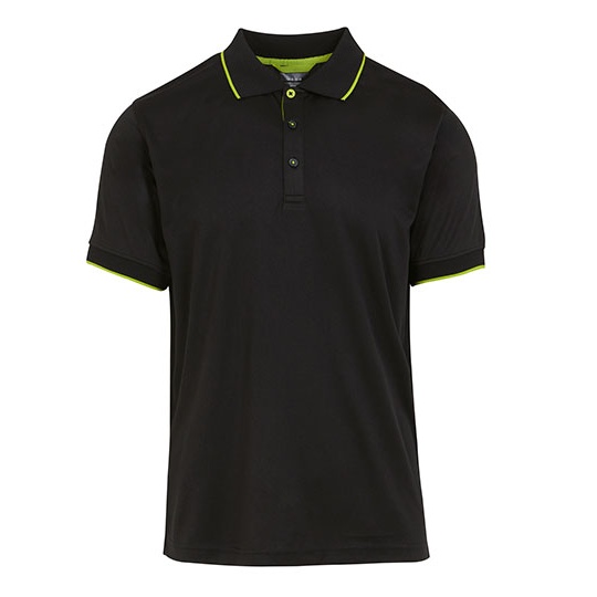 Koszulka Polo Meska Poliestrowa Odprowadzajaca Wilgoc RG264 - Black & Lime