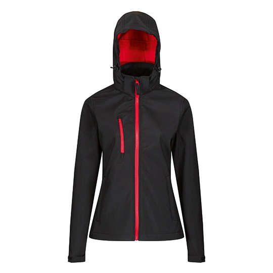 Kurtka Damska Slim Softshell 3-warstwowa Wodoodporna Oddychajaca RG702 - Black & Classic Red