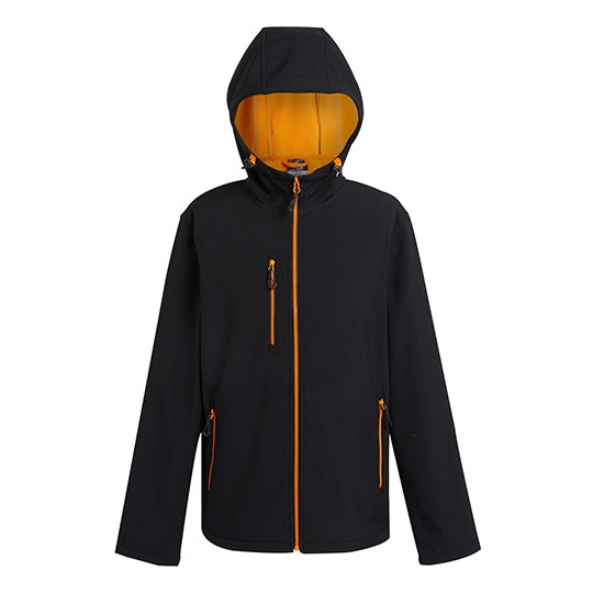 Kurtka Softshellowa Wiatroodporna Wodoodporna RG705 - Black & Orange Pop
