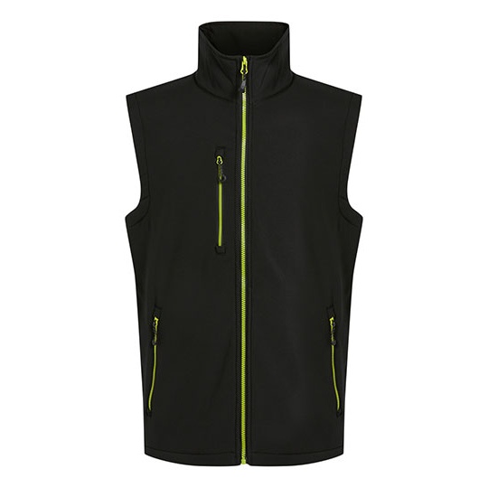Bezrękawnik Softshell Wiatroodporny Wodoodporny RG915 - Black & Lime