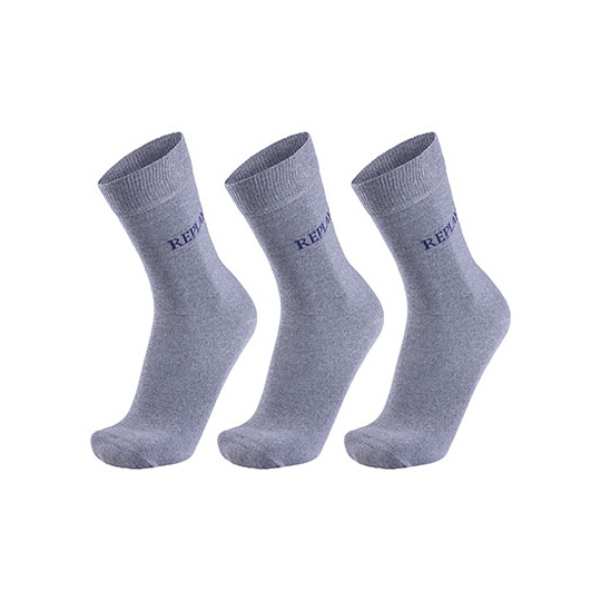 Skarpetki Męskie Prążkowane Zestaw 3 Par RP100632 - Grey Melange & Dark Blue
