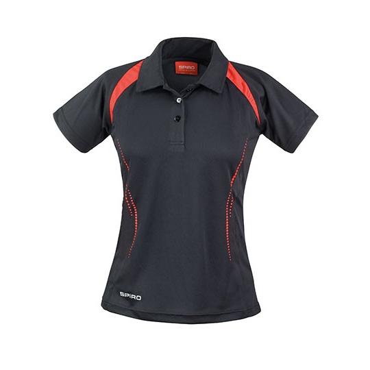 Koszulka Polo Damska Odprowadzająca Wilgoć Szybkoschnąca RT177F - Black & Red