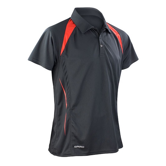 Koszulka Polo Meska Klasyczna Poliestrowa Oddychajaca RT177M - Black & Red