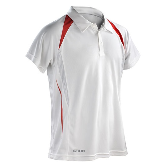 Koszulka Polo Meska Klasyczna Poliestrowa Oddychajaca RT177M - White & Red