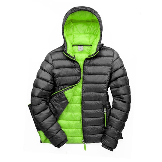 Kurtka Damska Pikowana Z Kapturem RT194F - Black & Lime