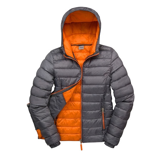 Kurtka Damska Pikowana Z Kapturem RT194F - Grey & Orange