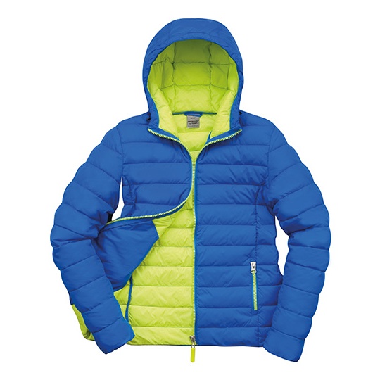 Kurtka Damska Pikowana Z Kapturem RT194F - Ocean Blue & Lime