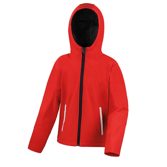 Młodzieżowa kurtka softshell z kapturem RT224Y - Red & Black