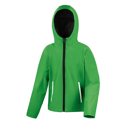 Kurtka Mlodziezowa Softshell z Kapturem RT224Y - Vivid Green & Black