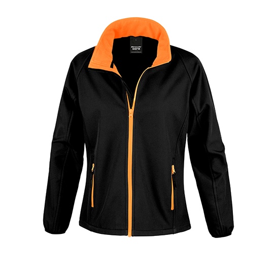 Kurtka Damska Dopasowana Softshell Wiatroszczelna RT231F - Black & Orange