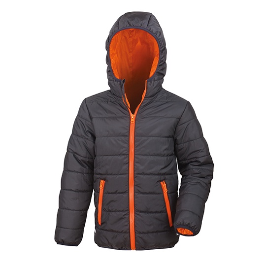 Kurtka Dziecieca Pikowana Wodoodporna Wiatroszczelna RT233J - Black & Orange