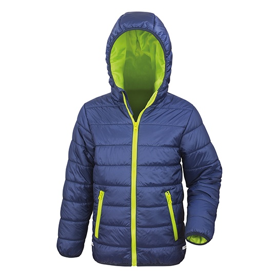 Kurtka Dziecieca Pikowana Wodoodporna Wiatroszczelna RT233J - Navy & Lime