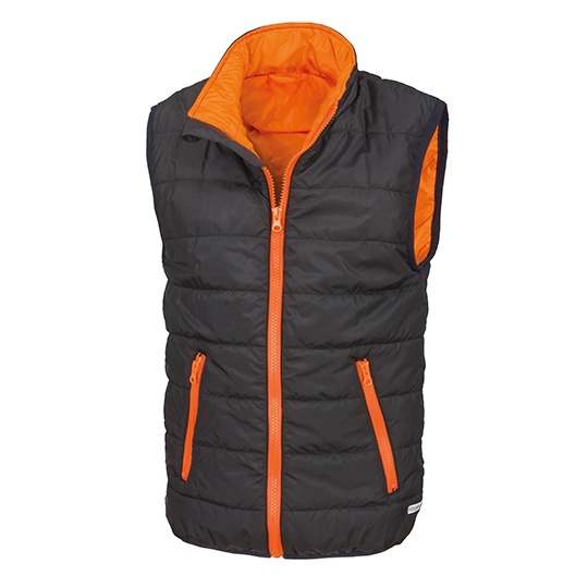 Kamizelka Dziecieca Pikowana Wodoodporna Wiatroszczelna RT234J - Black & Orange