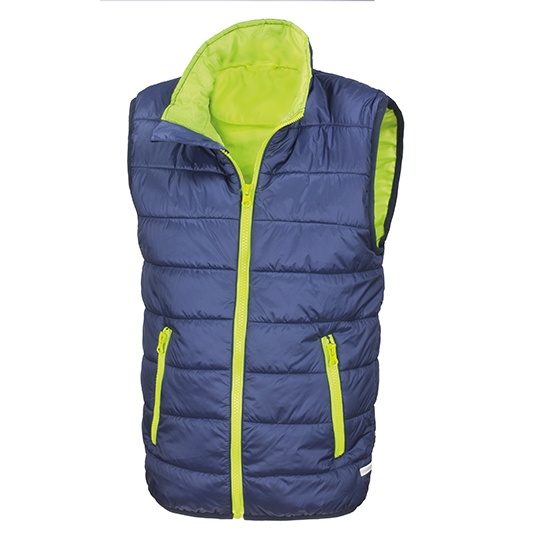 Kamizelka Dziecieca Pikowana Wodoodporna Wiatroszczelna RT234J - Navy & Lime