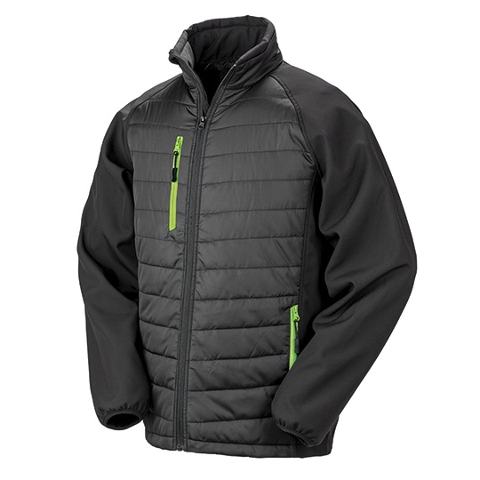 Kurtka Softshell Meska Recykling Wiatroszczelna RT237 - Black & Lime