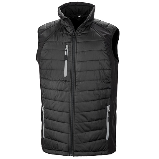 Kamizelka pikowana softshell z recyklingu RT238 - Black & Grey