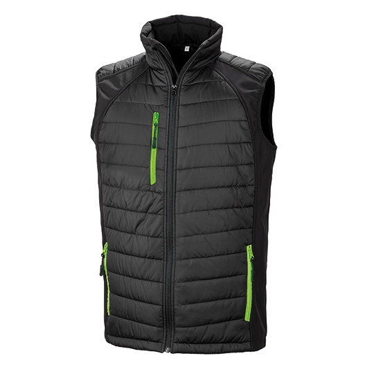 Kamizelka pikowana softshell z recyklingu RT238 - Black & Lime
