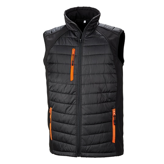 Kamizelka pikowana softshell z recyklingu RT238 - Black & Orange