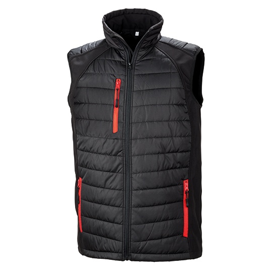 Kamizelka pikowana softshell z recyklingu RT238 - Black & Red