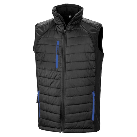 Kamizelka pikowana softshell z recyklingu RT238 - Black & Royal