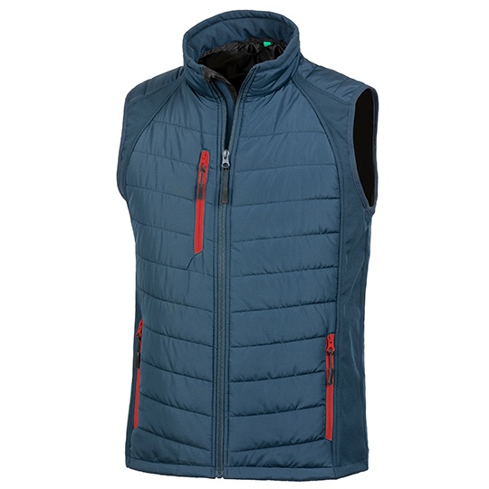 Kamizelka pikowana softshell z recyklingu RT238 - Navy & Red