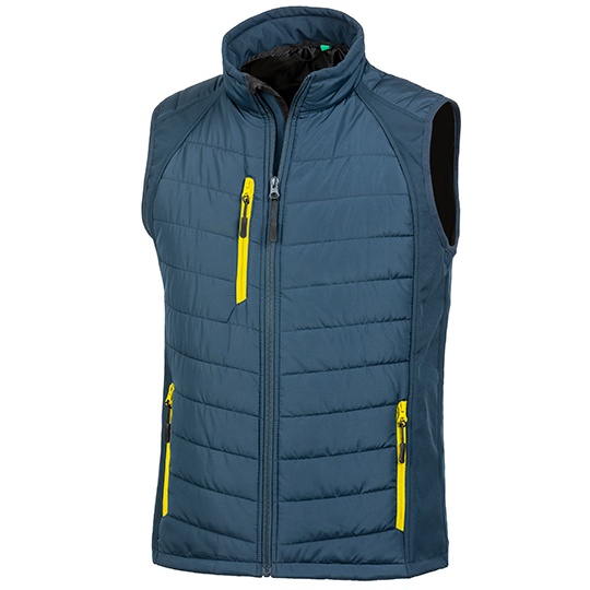 Kamizelka pikowana softshell z recyklingu RT238 - Navy & Yellow