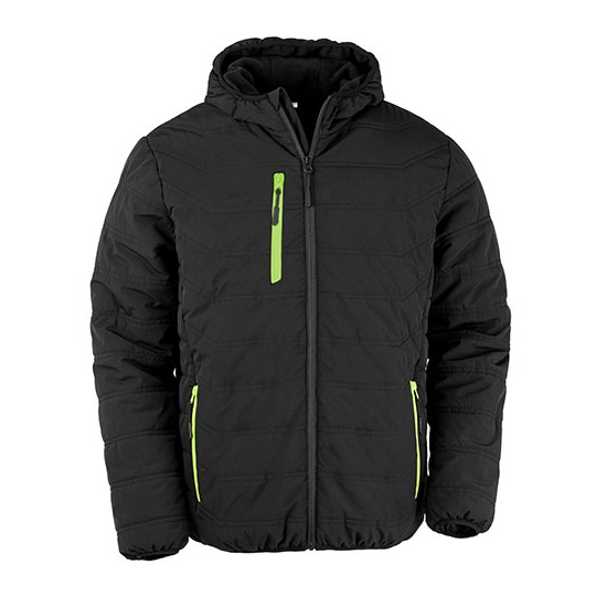 Kurtka Pikowana Zimowa Recykling RT240 - Black & Lime