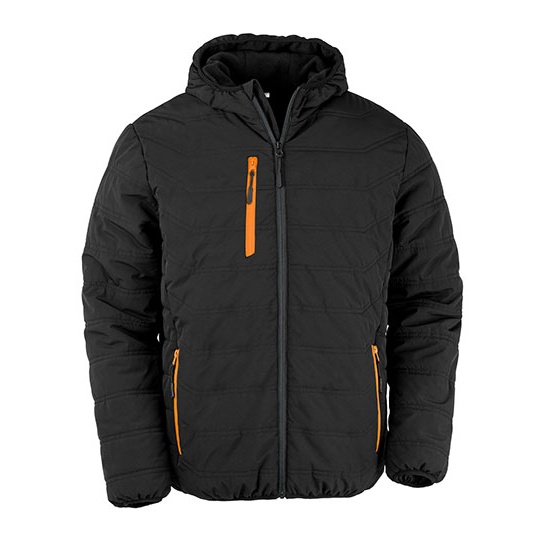Kurtka Pikowana Zimowa Recykling RT240 - Black & Orange