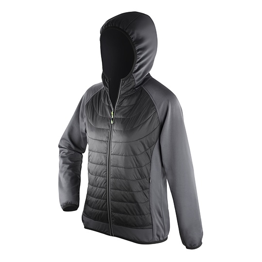 Kurtka Damska Sportowa Slim Przeciwdeszczowa Oddychajaca RT268F - Black & Charcoal