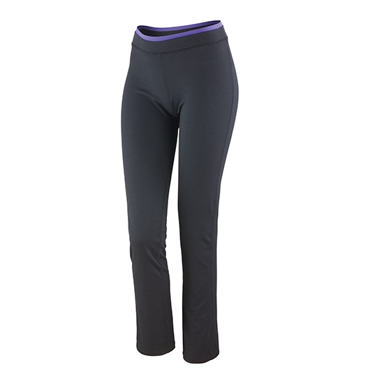 Spodnie Damskie Slim Szybkoschnące Strecz RT275F - Black & Lavender