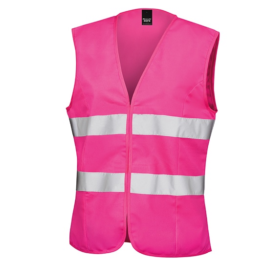 Kamizelka Damska Taliowana Odblaskowa Poliester RT334F - Fluorescent Pink