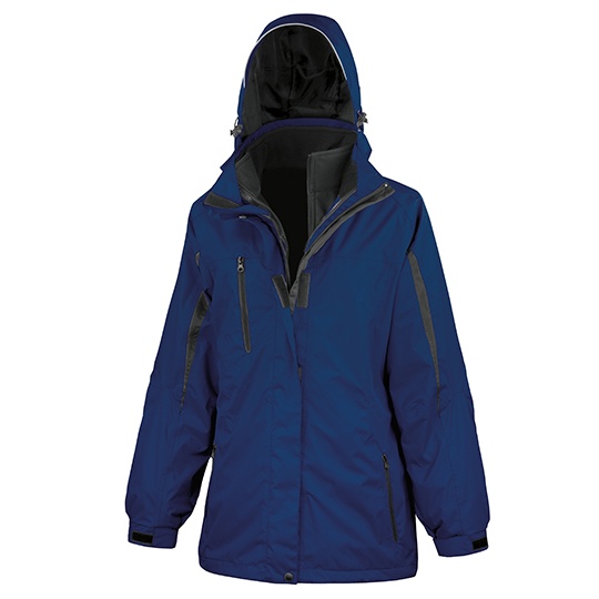 Kurtka Damska Dopasowana 3 w 1 Wodoszczelna Oddychająca RT400F - Navy & Black