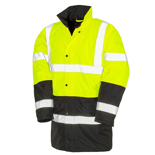 Plaszcz Ostrzegawczy Wodoodporny Wiatroodporny RT452 - Fluorescent Yellow & Black