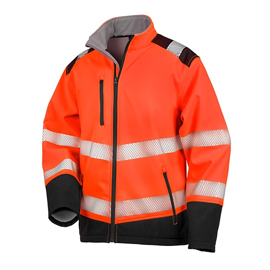 Softshell Meska Odblaskowa Wodoodporna RT476 - Fluorescent Orange & Black