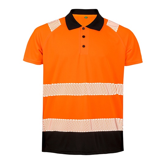 Koszulka Polo Meska Odblaskowa RT501 - Fluorescent Orange & Black
