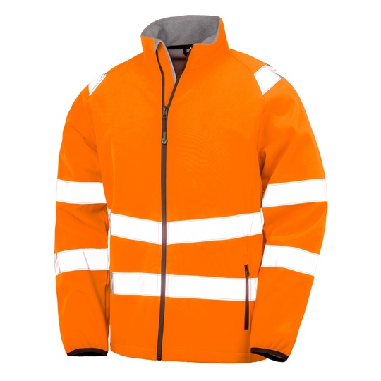 Softshell Męski Długi Rękaw Ostrzegawczy Recykling RT505 - Fluorescent Orange & Black