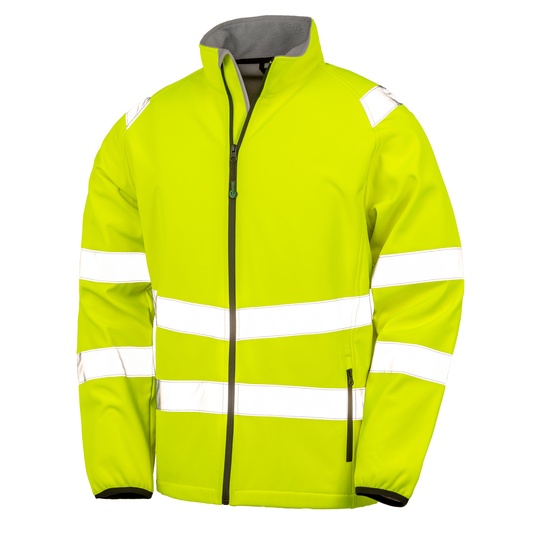Softshell Męski Długi Rękaw Ostrzegawczy Recykling RT505 - Fluorescent Yellow & Black