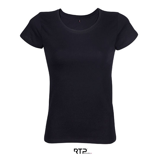 T-shirt Damski Klasyczny Bawelna Organiczna RTP03257 - Deep Black