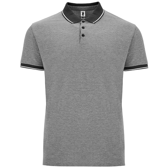 Koszulka Polo Męska Bawełniana Pika Melanżowa RY0395 - Black Melange 243