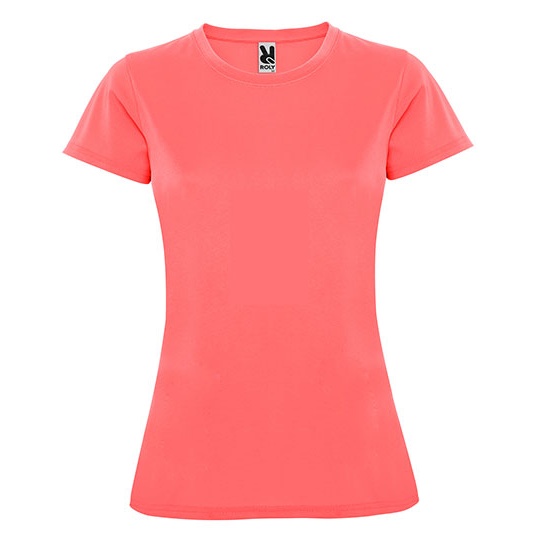Damski t-shirt funkcyjny slim z krótkim rękawem RY0423 - Fluor Coral 234