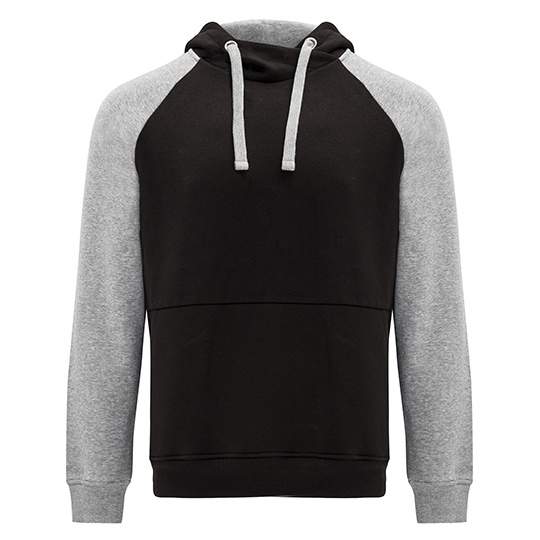Bluza Unisex Z Kapturem Raglanowa Czesana RY1058 - Black 02 & Heather Grey 58