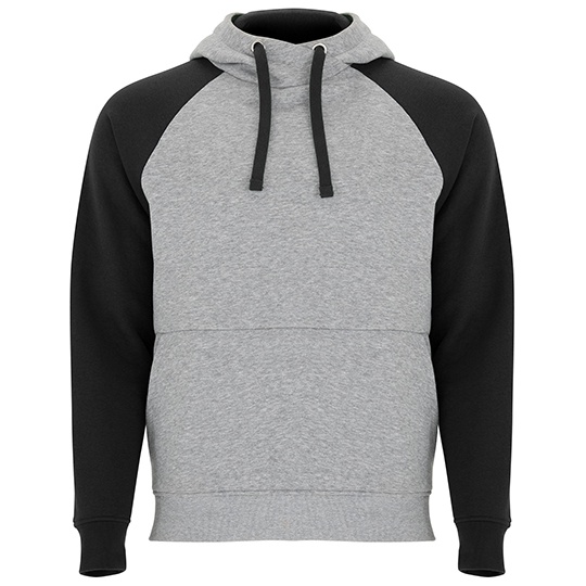 Bluza Unisex Z Kapturem Raglanowa Czesana RY1058 - Heather Grey 58 & Black 02