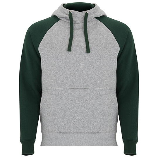 Bluza Unisex Z Kapturem Raglanowa Czesana RY1058 - Heather Grey 58 & Bottle Green 56