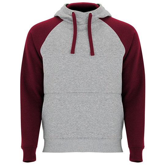 Bluza Unisex Z Kapturem Raglanowa Czesana RY1058 - Heather Grey 58 & Garnet Red 57