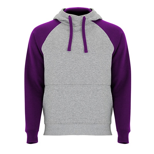 Bluza Unisex Z Kapturem Raglanowa Czesana RY1058 - Heather Grey 58 & Purple 71