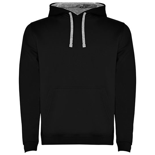 Bluza Z Kapturem I Kieszenia Kangurka Czesana Podszewka RY1067 - Black 02 & Heather Grey 58